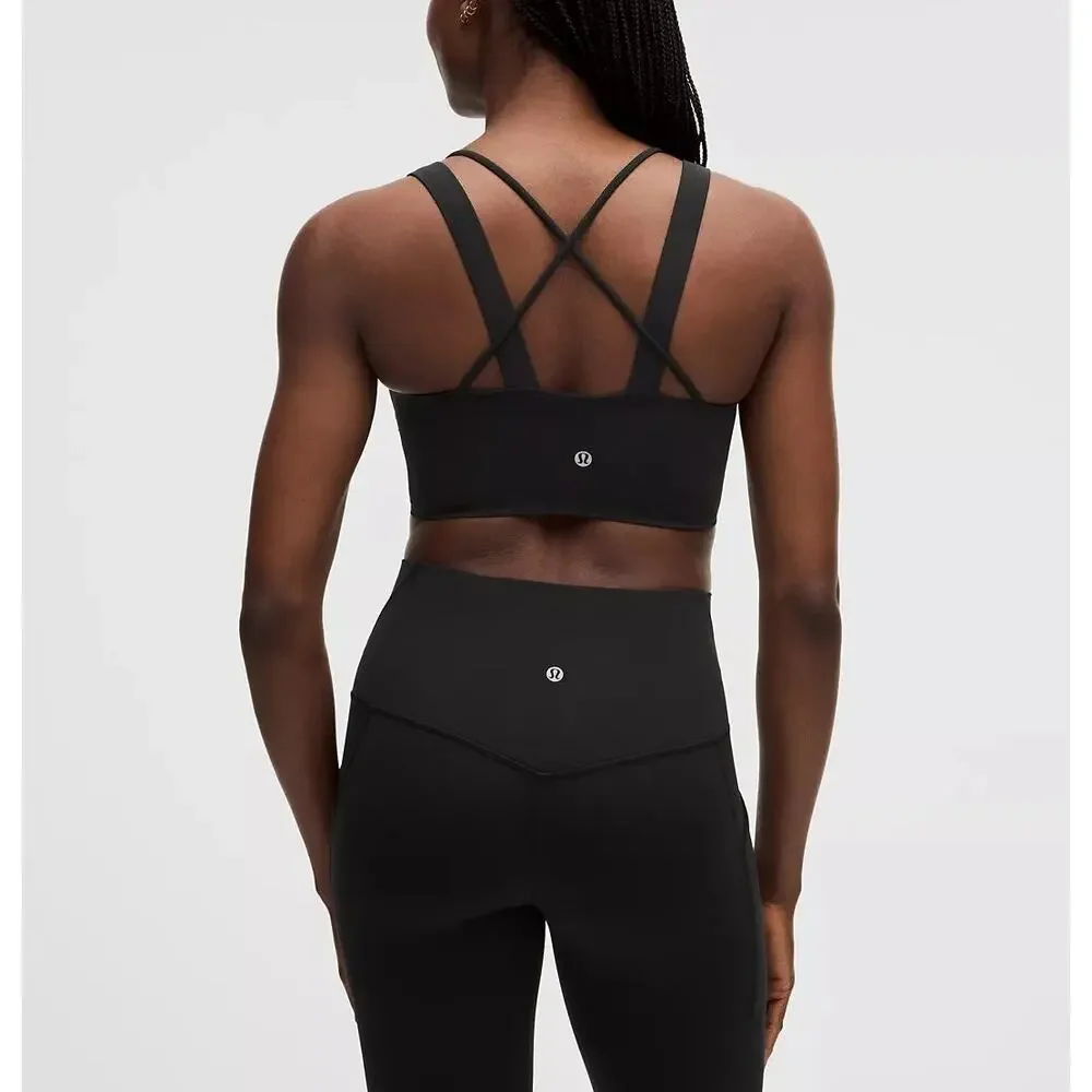 Lululemon Like a Cloud Longline Sports Bra Size 6 Black D/DD Yoga Pilates Gym